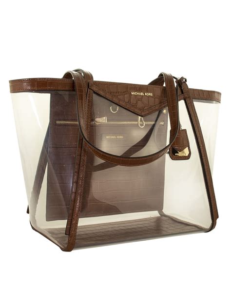 michael michael kors whitney large clear and leather tote bag